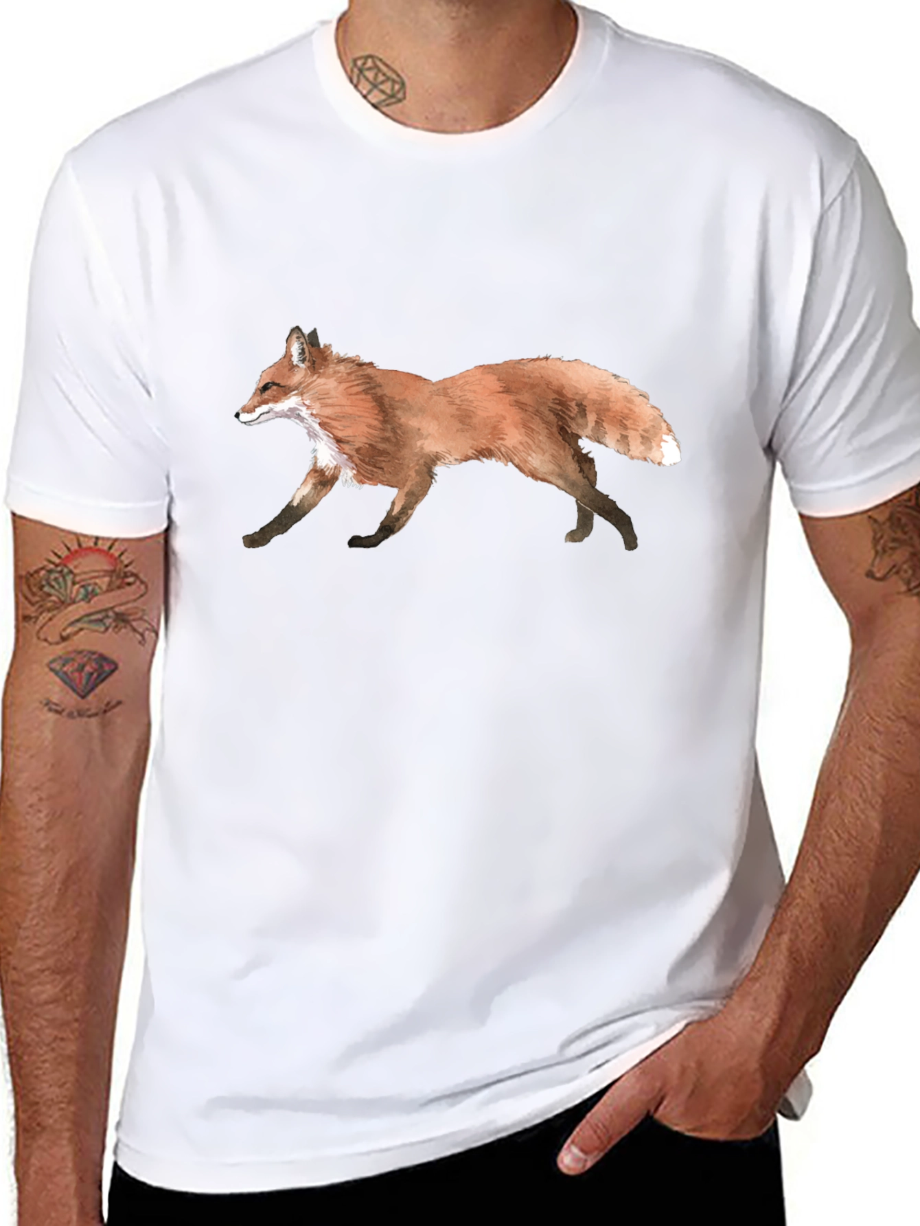 Fox Graphic Black T-Shirt - Nature Inspired Design