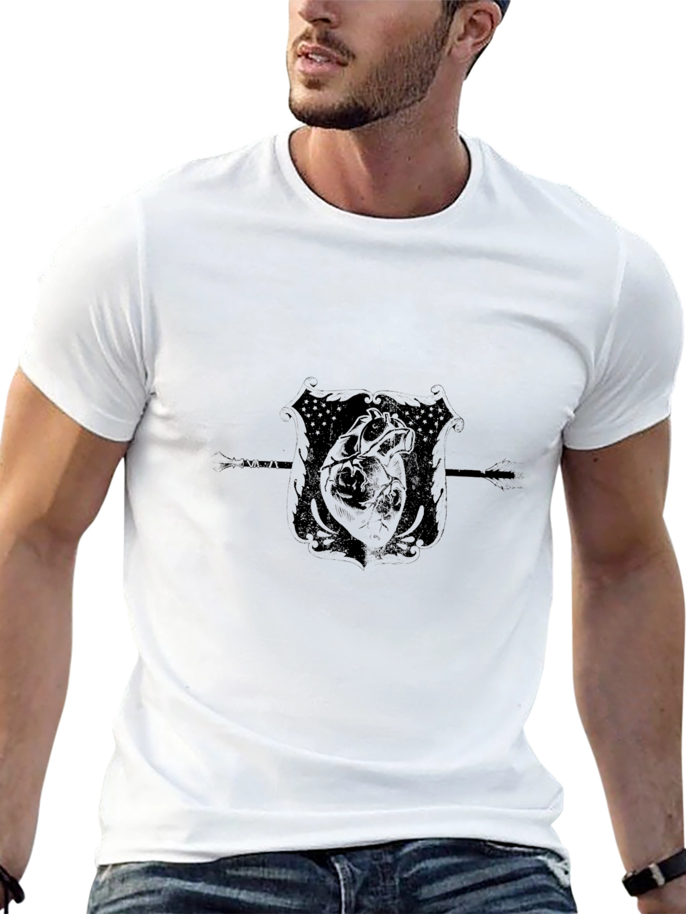 Graphic Heart Crest Black Tee