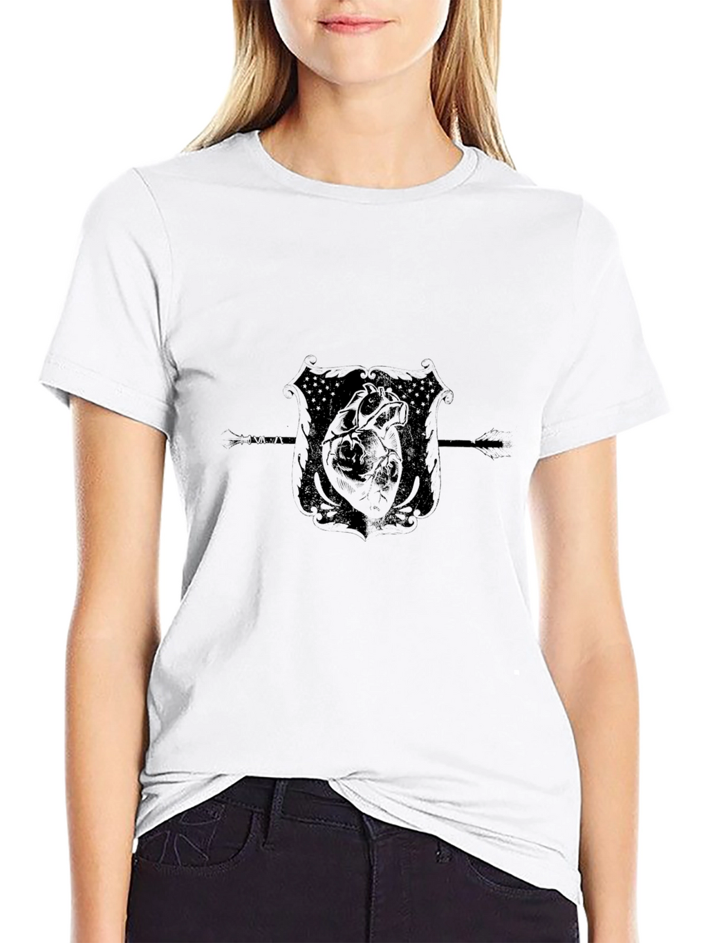 Graphic Heart Crest Black Tee