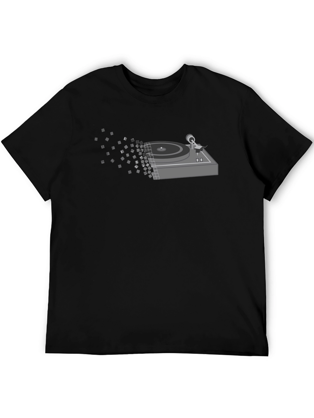 Pixelated Turntable Graphic T-Shirt - Black