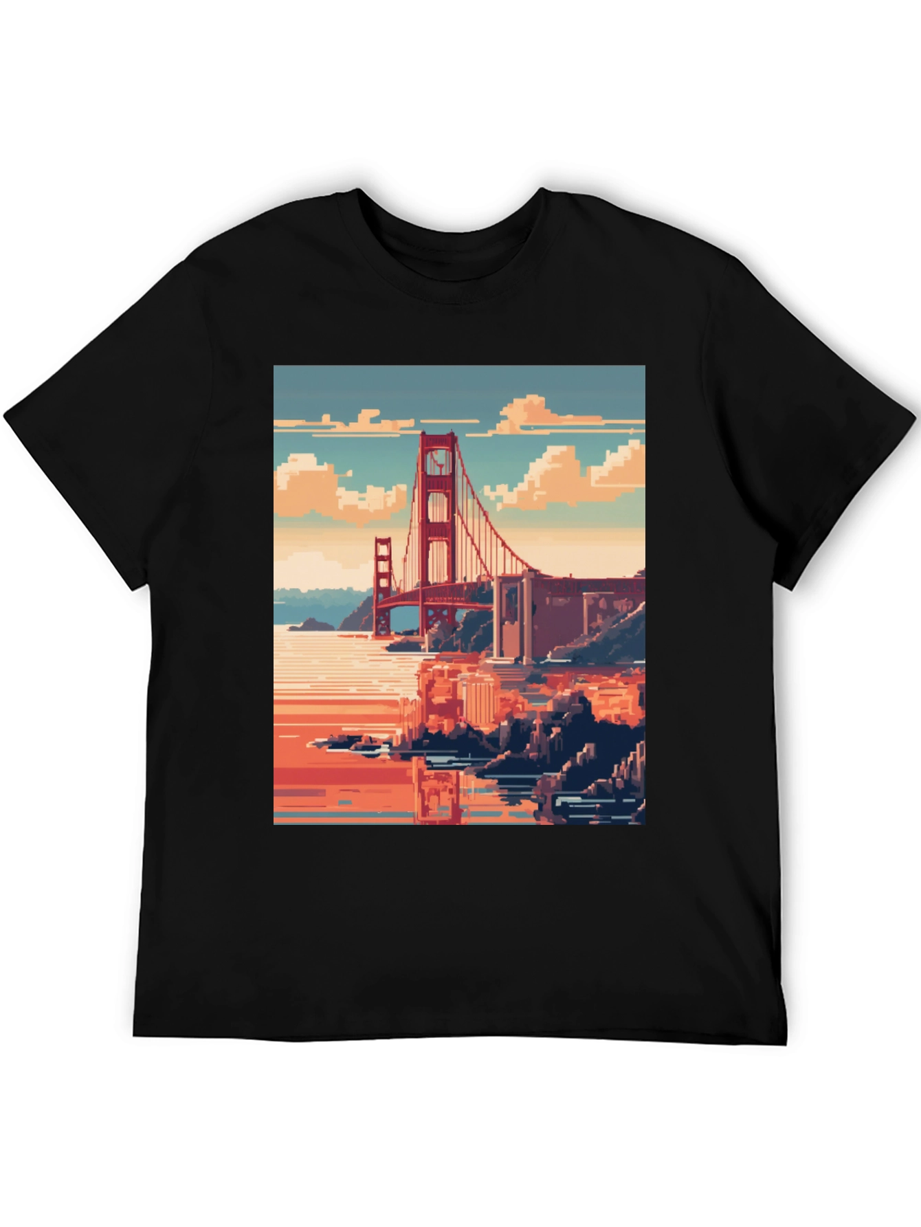 Golden Gate Pixel Art Black Tee