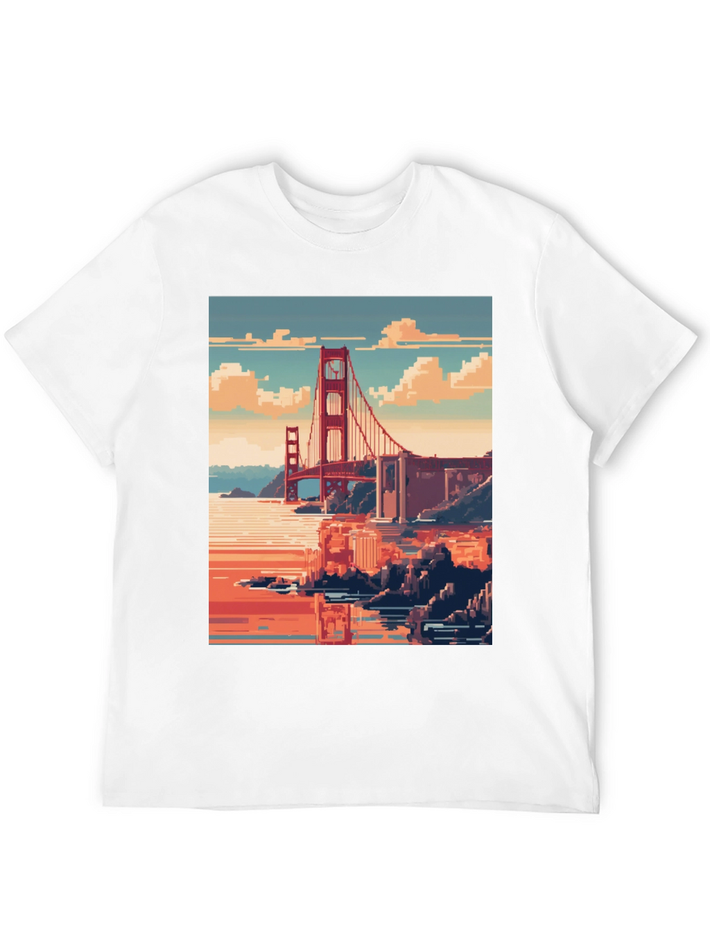 Golden Gate Pixel Art Black Tee