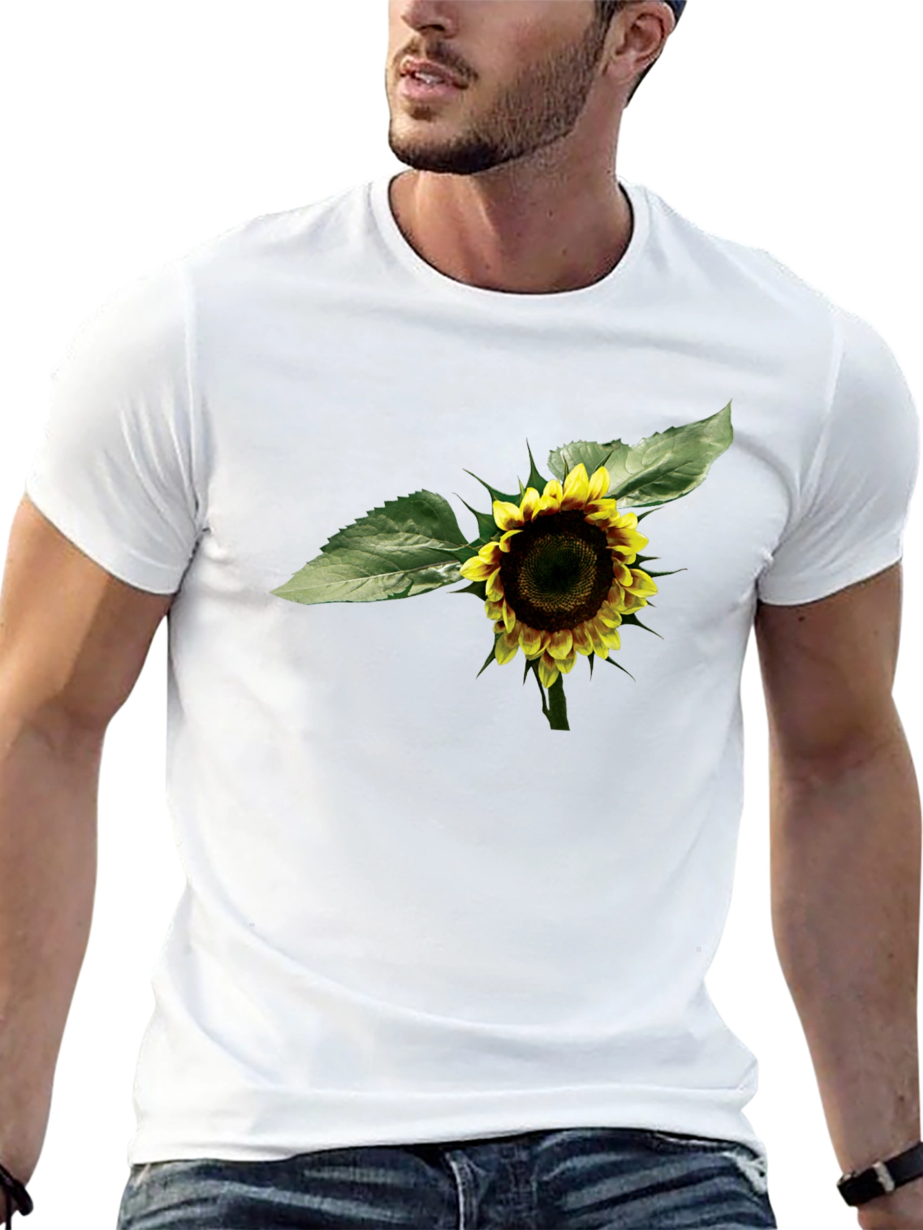 Sunflower Graphic Tee - Black Cotton T-Shirt