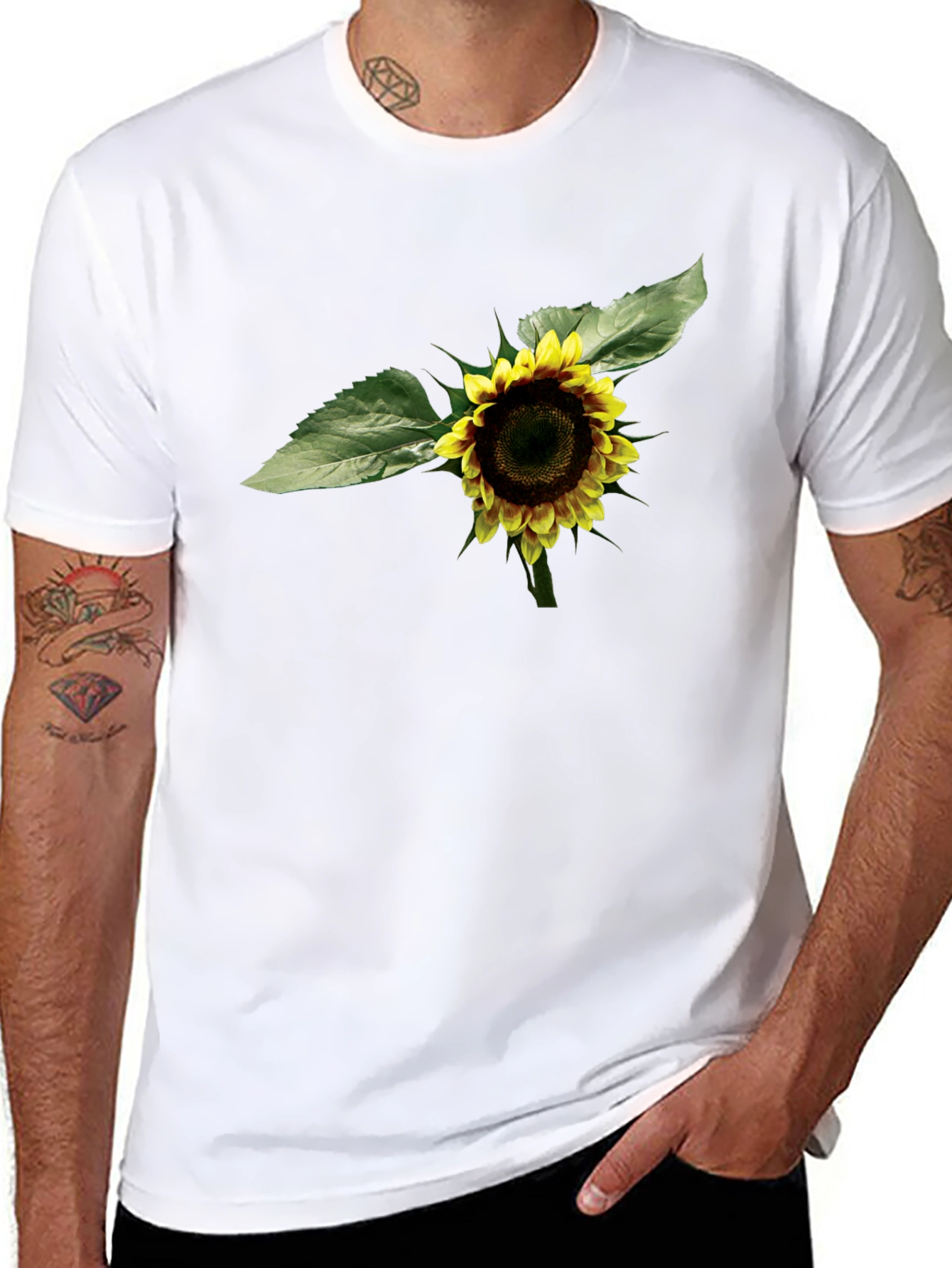 Sunflower Graphic Tee - Black Cotton T-Shirt