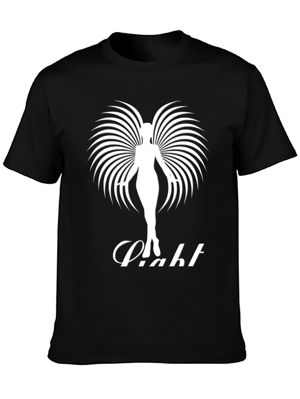 Elegant Angel Wing Graphic Tee - Black Cotton Shirt