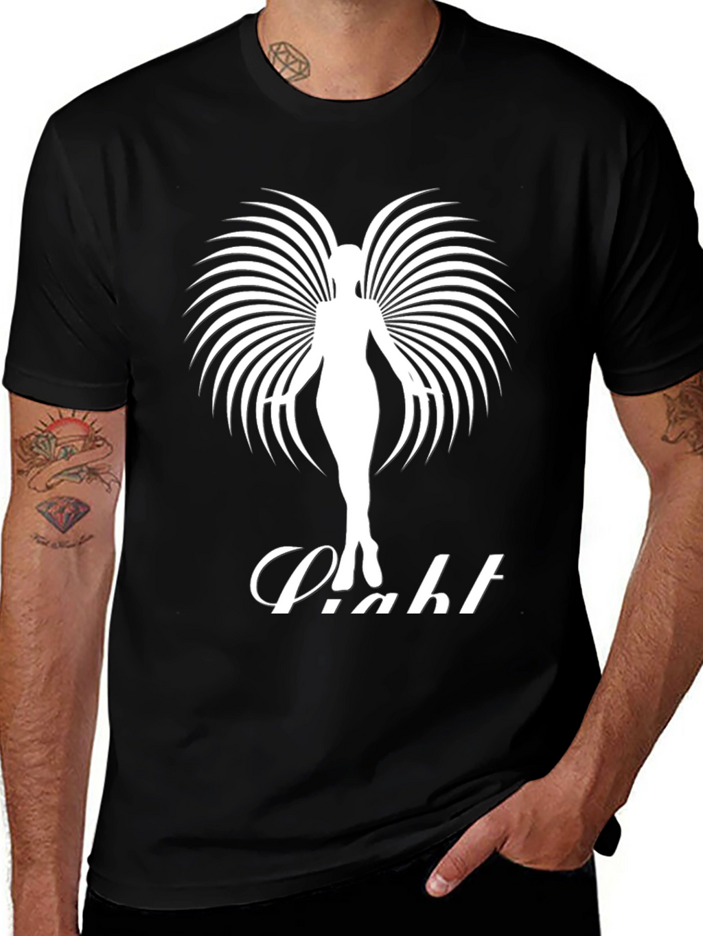 Elegant Angel Wing Graphic Tee - Black Cotton Shirt