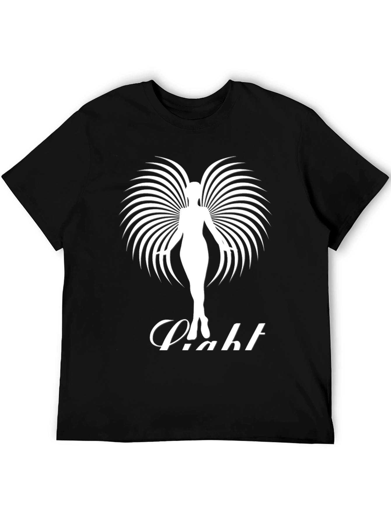 Elegant Angel Wing Graphic Tee - Black Cotton Shirt