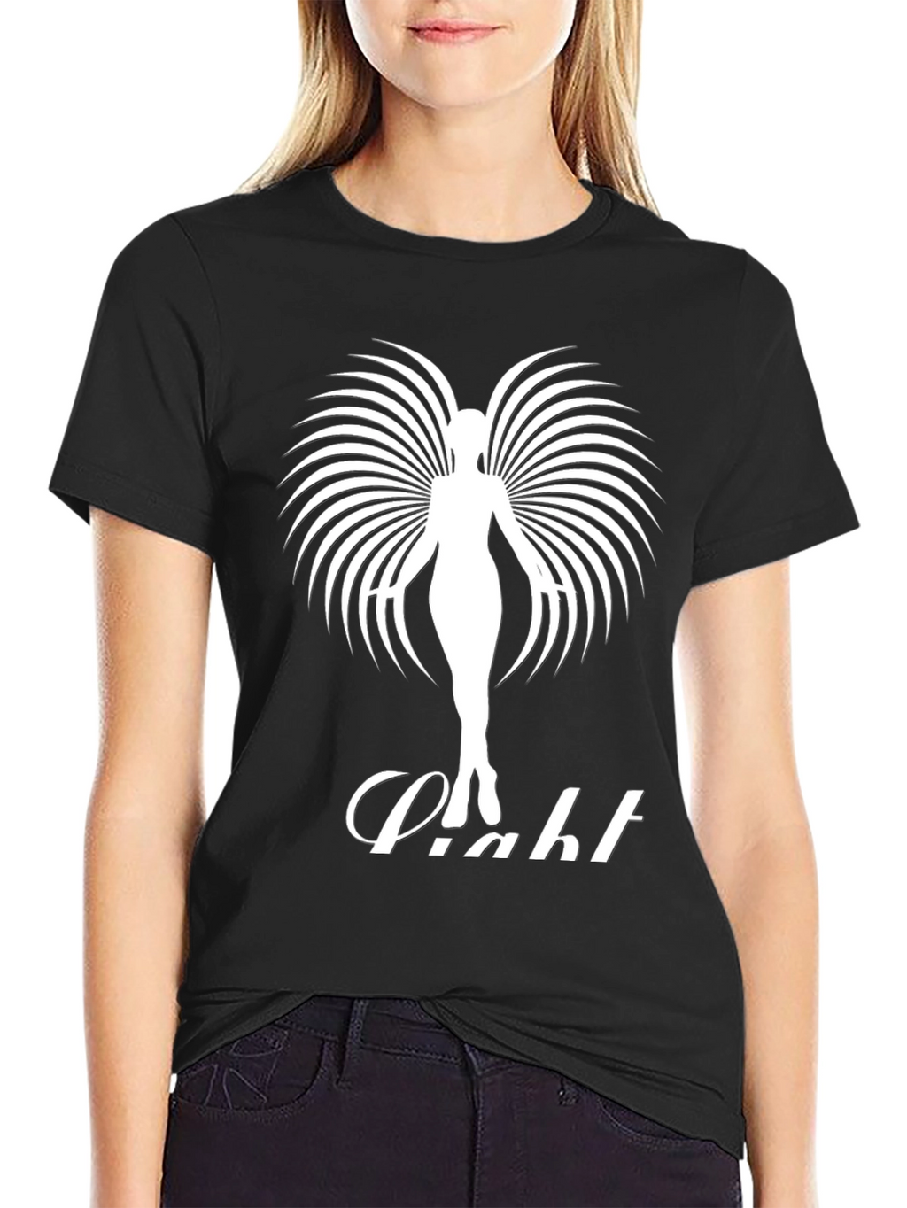 Elegant Angel Wing Graphic Tee - Black Cotton Shirt