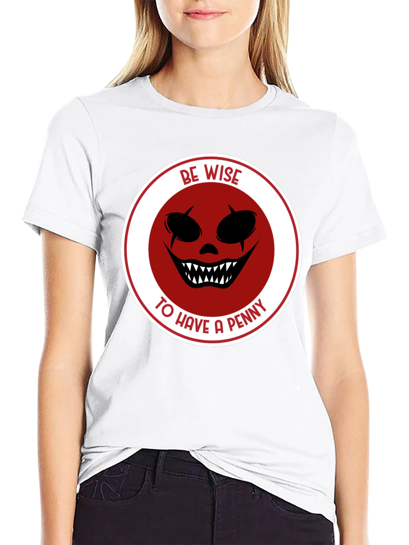 Be Wise Scary Clown Graphic Black T-Shirt