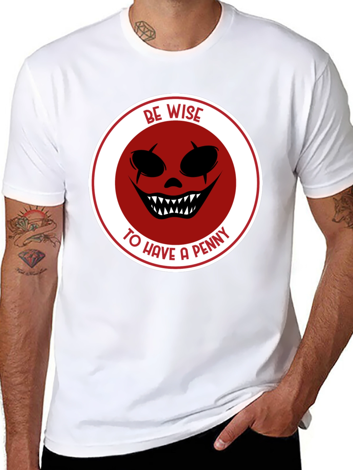 Be Wise Scary Clown Graphic Black T-Shirt