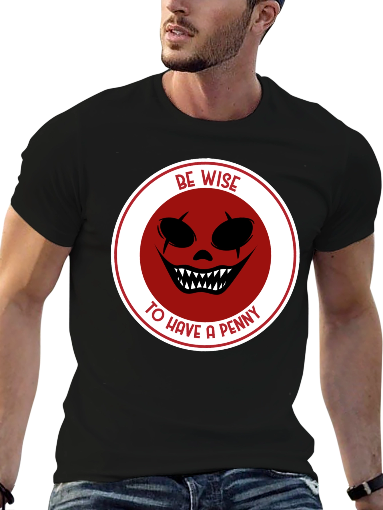 Be Wise Scary Clown Graphic Black T-Shirt
