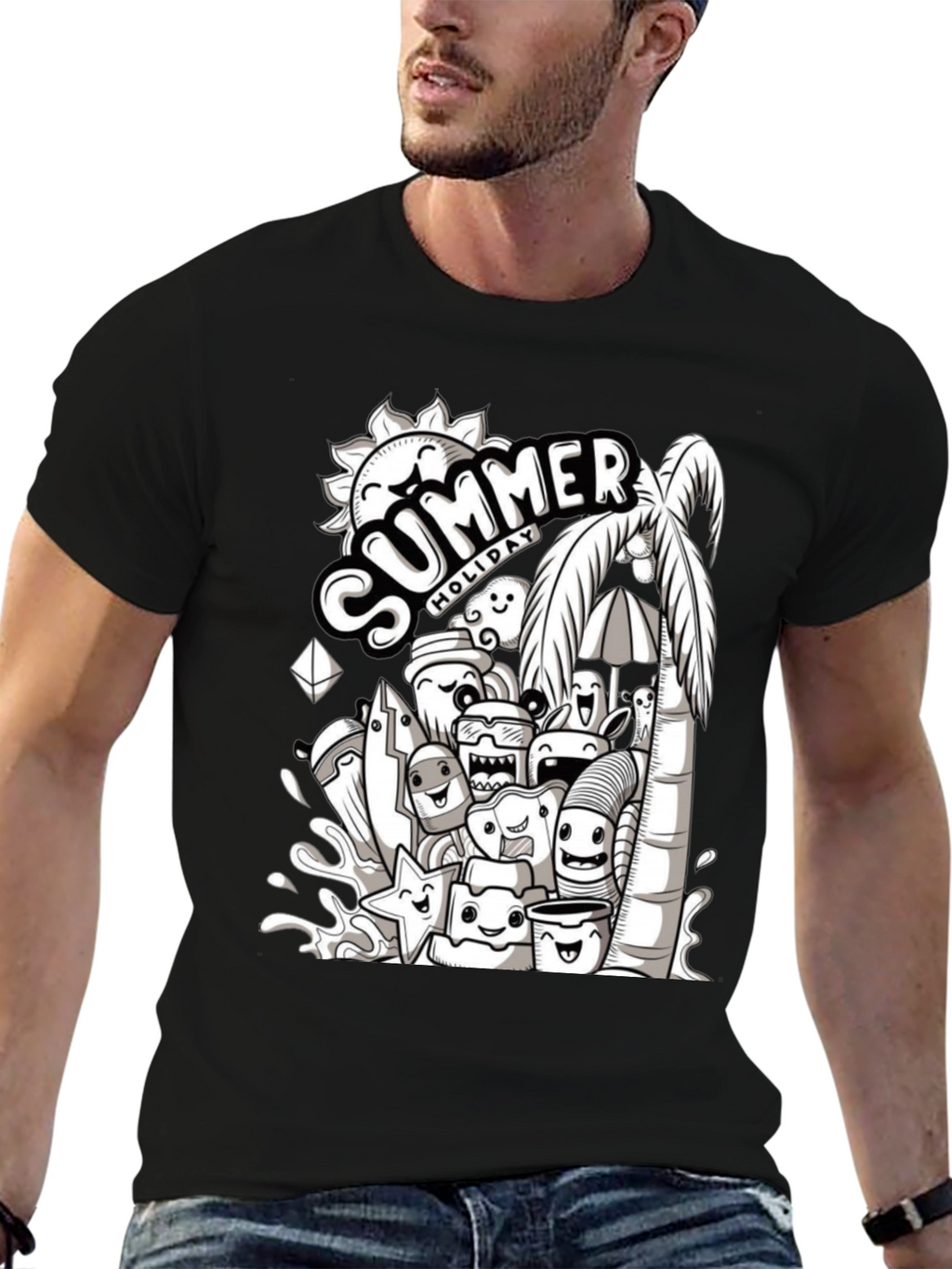 Summer Holiday Doodle Graphic T-Shirt