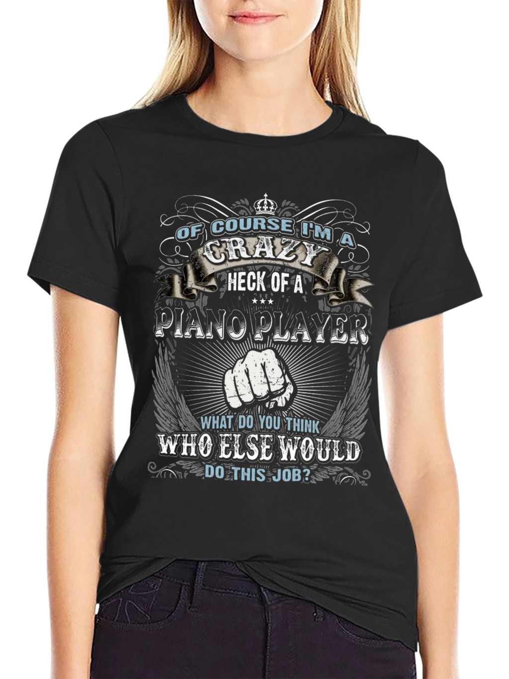 Crazy Piano Player Graphic T-Shirt