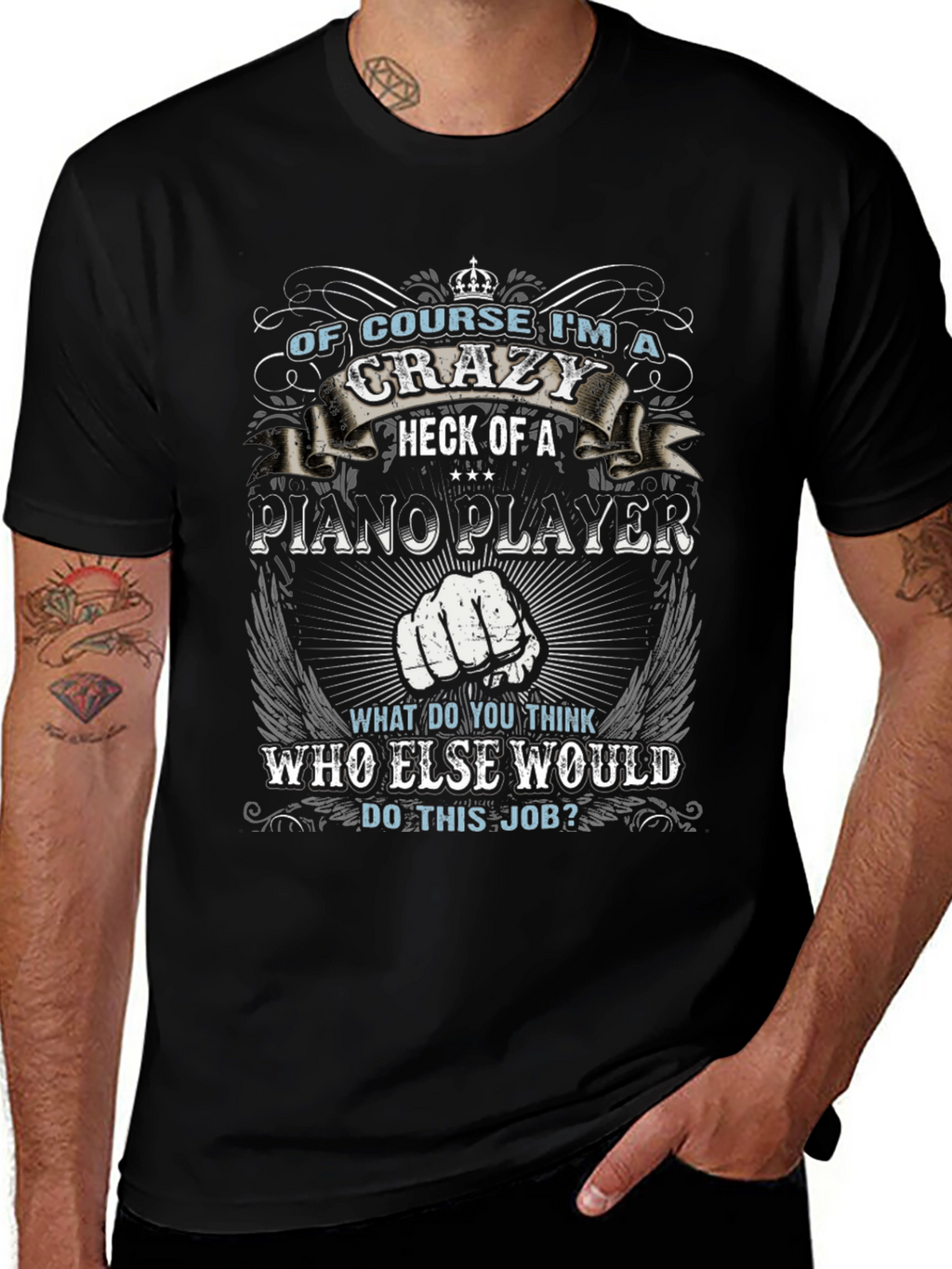Crazy Piano Player Graphic T-Shirt