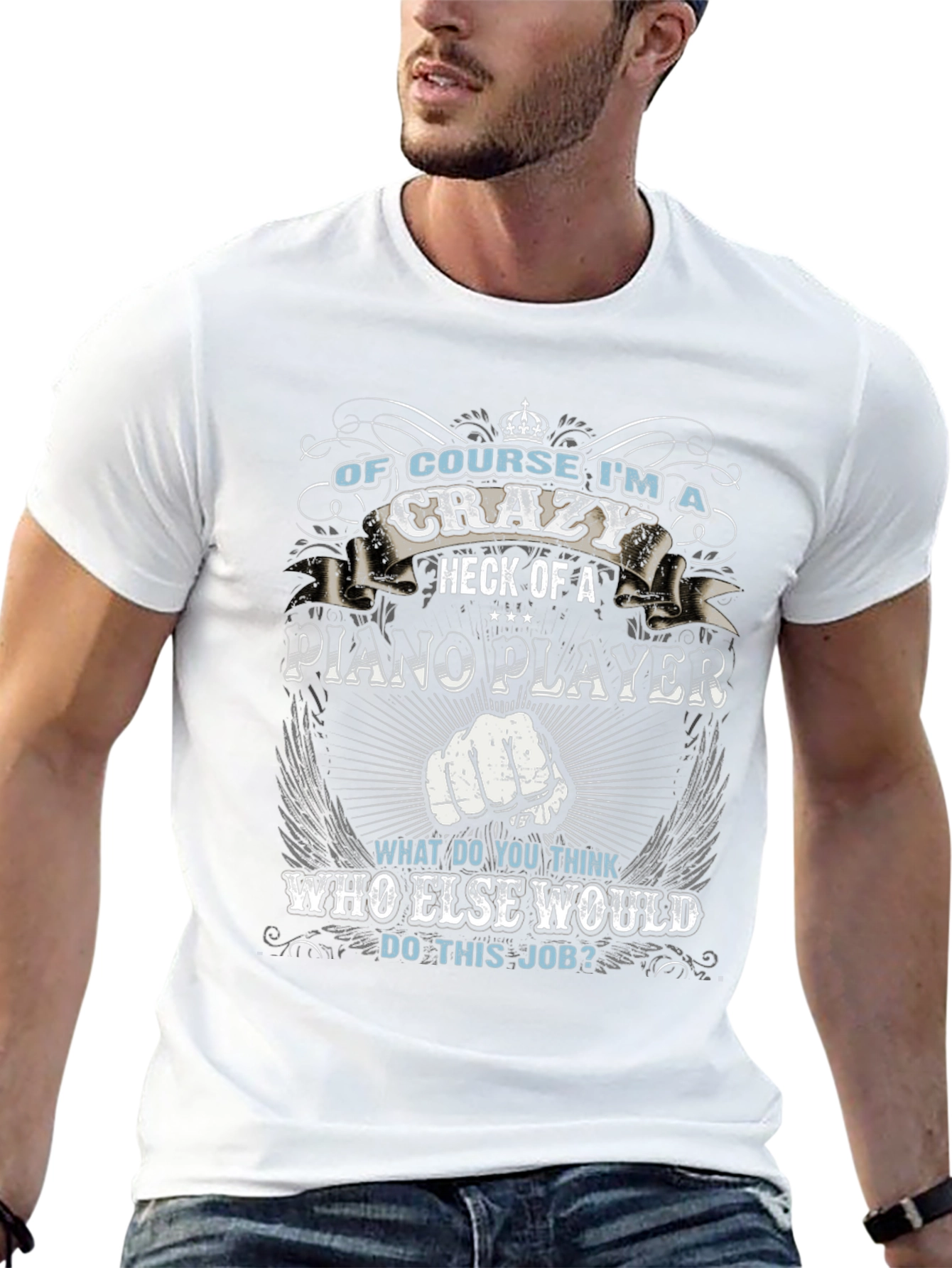 Crazy Piano Player Graphic T-Shirt