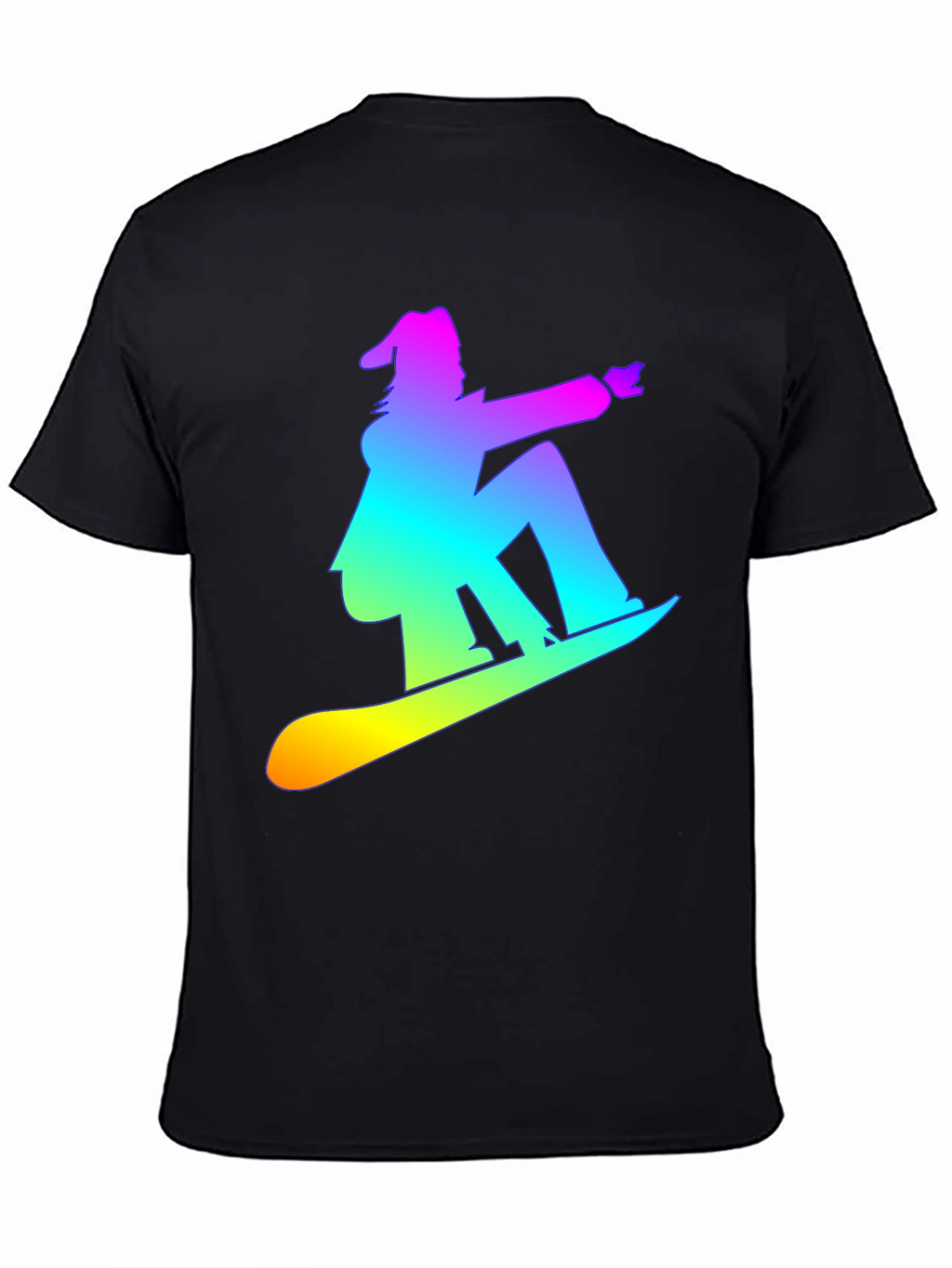 Rainbow Snowboarder Graphic Tee - Black T-Shirt