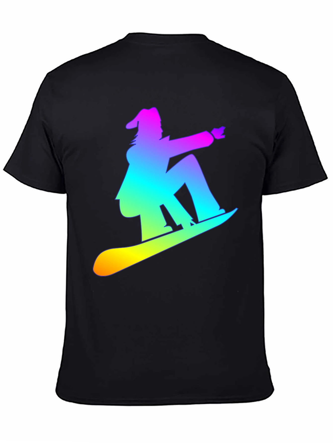 Rainbow Snowboarder Graphic Tee - Black T-Shirt