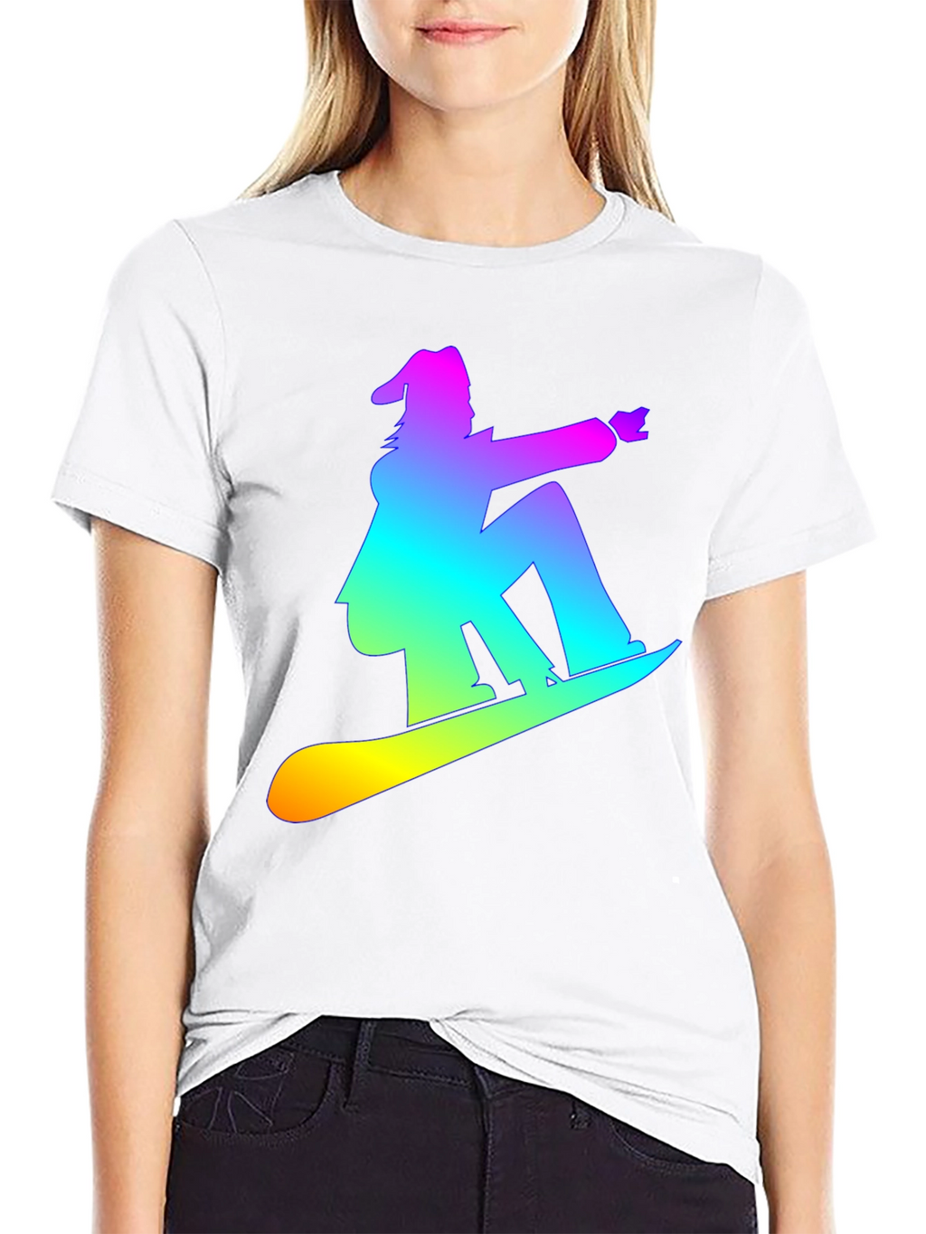 Rainbow Snowboarder Graphic Tee - Black T-Shirt