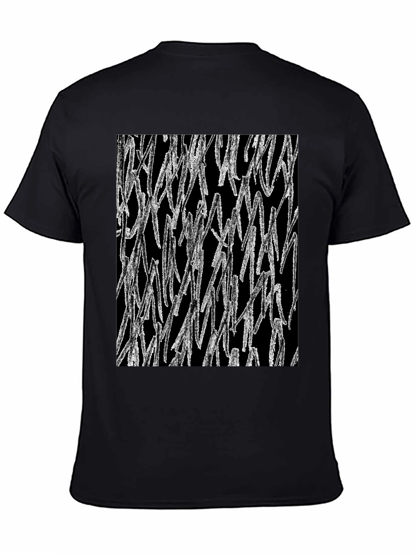 Abstract White Lines Graphic Black T-Shirt