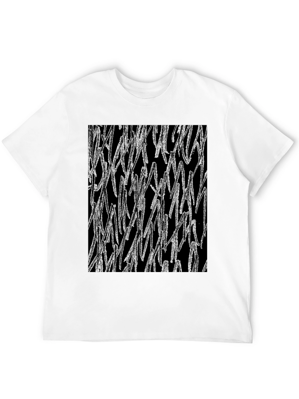 Abstract White Lines Graphic Black T-Shirt