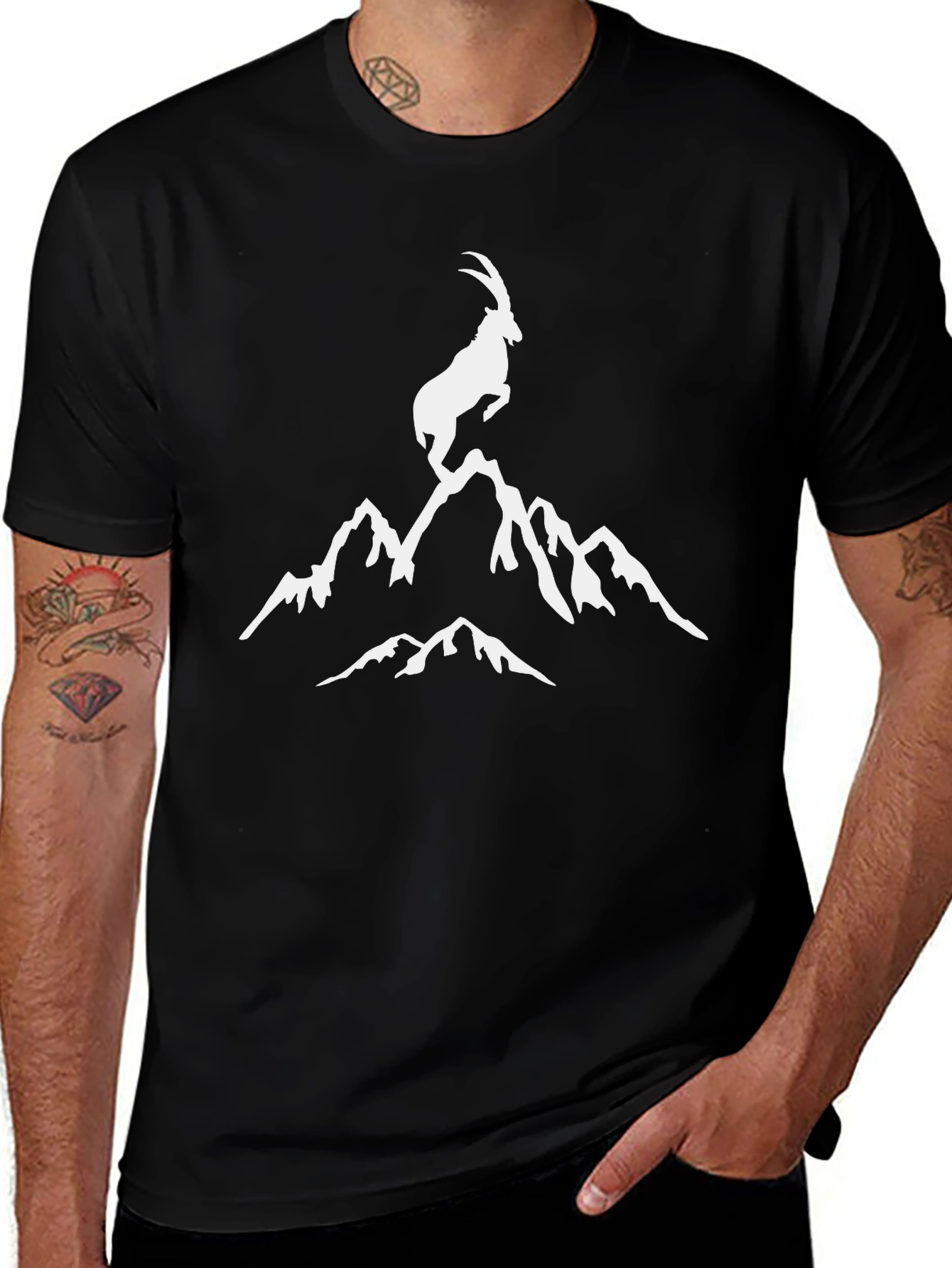 Mountain Goat Graphic Tee - Black
