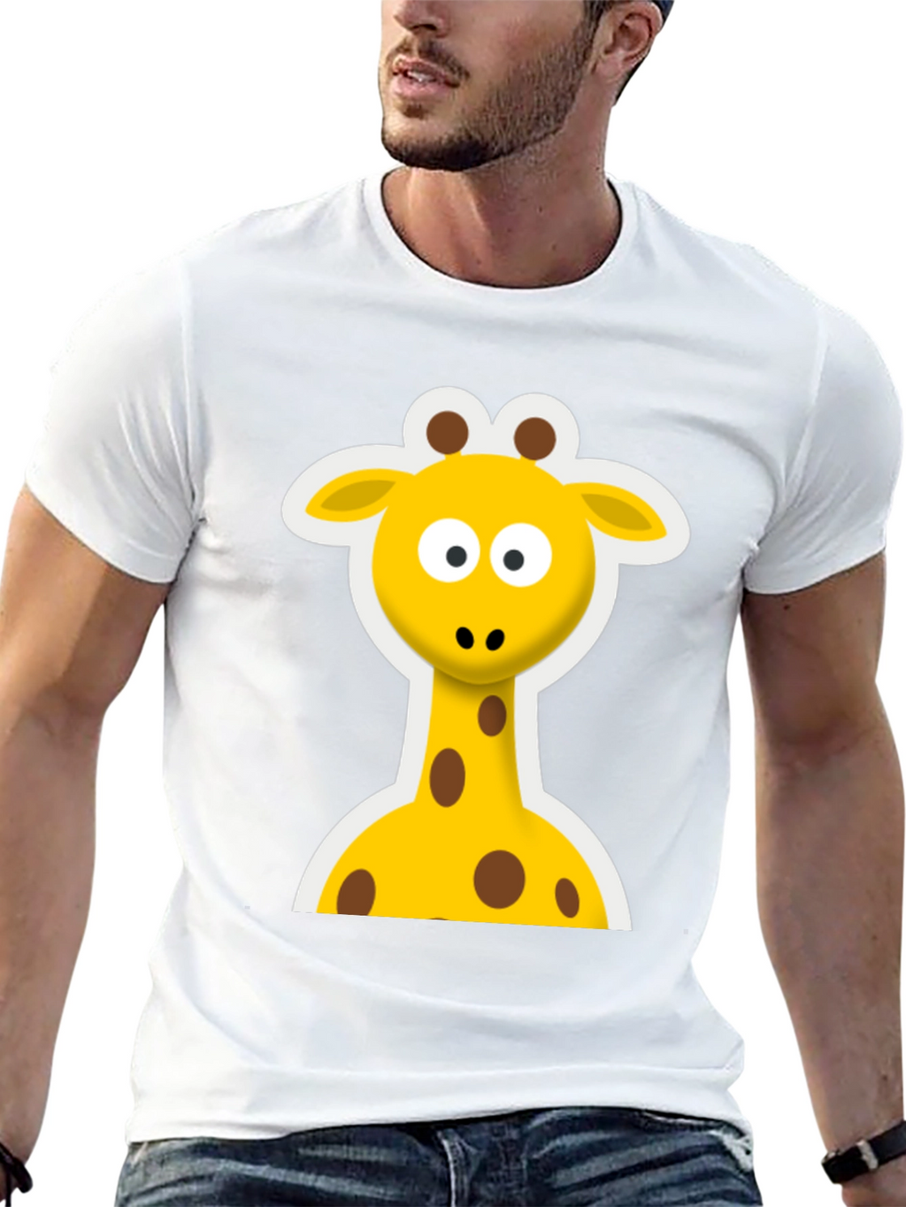 Cute Giraffe Graphic Black T-Shirt