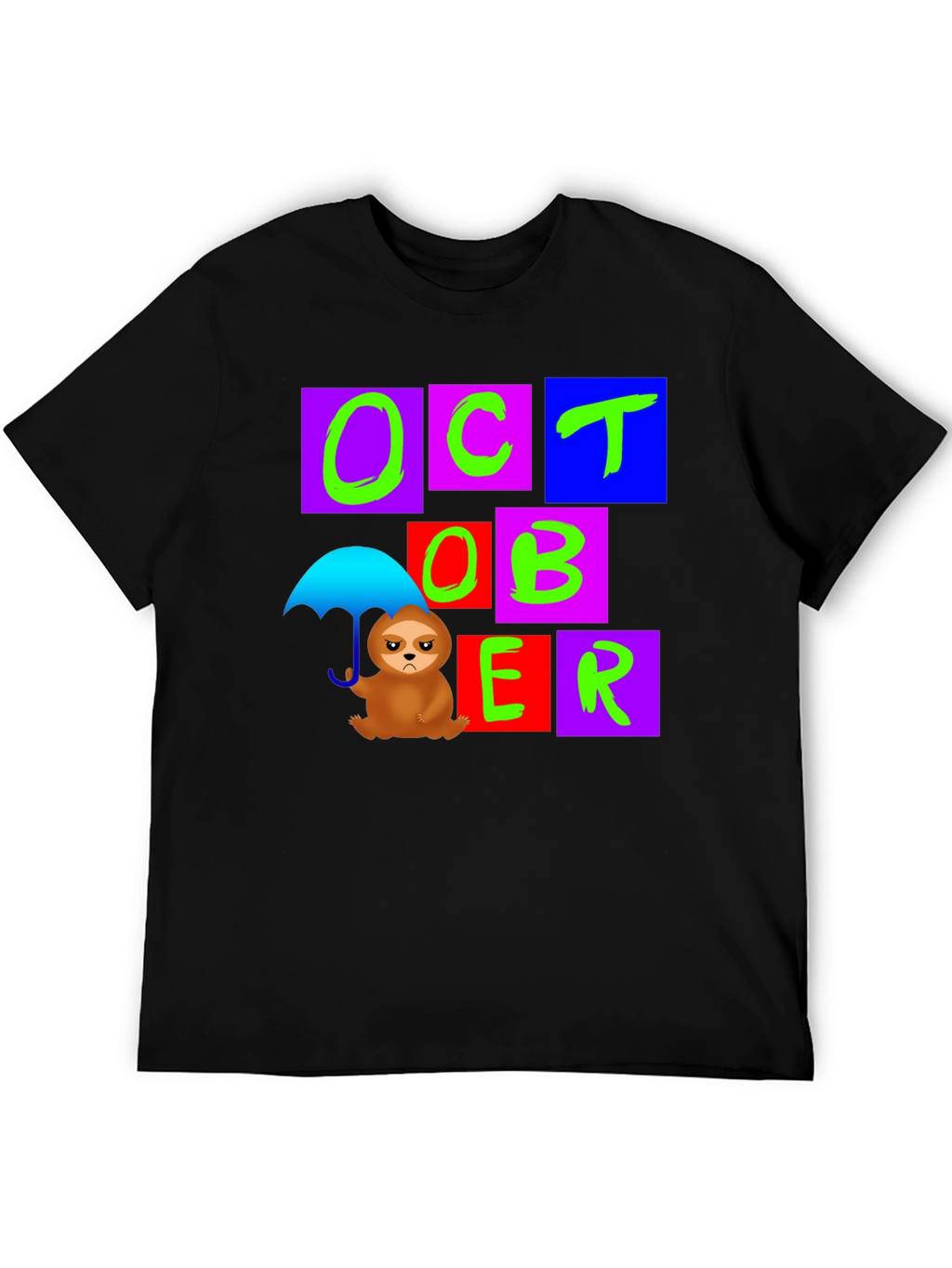 October Sloth Under Umbrella Graphic T-Shirt