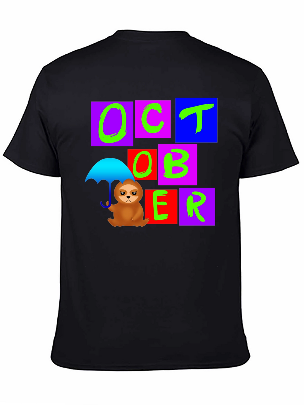 October Sloth Under Umbrella Graphic T-Shirt