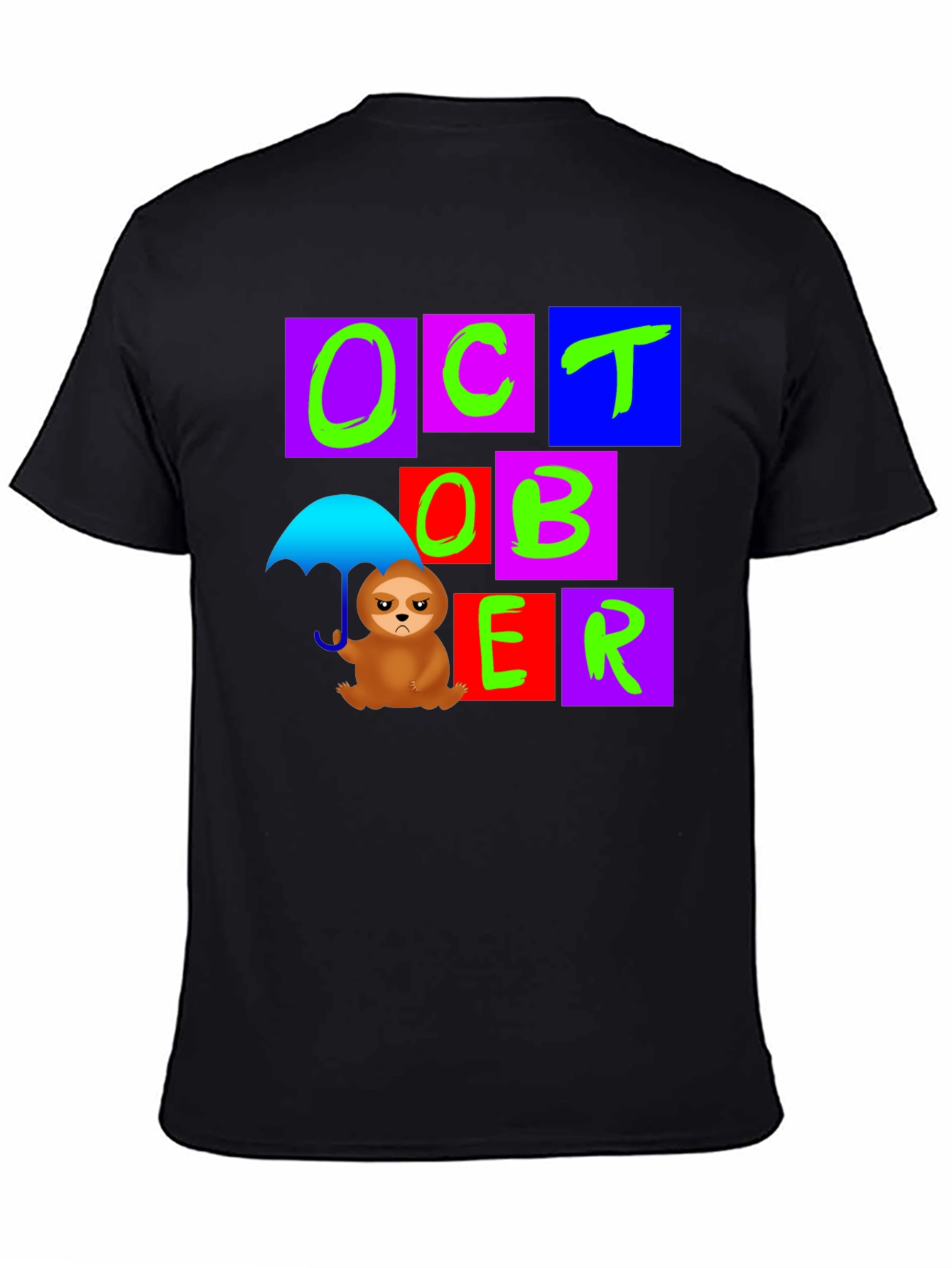October Sloth Under Umbrella Graphic T-Shirt