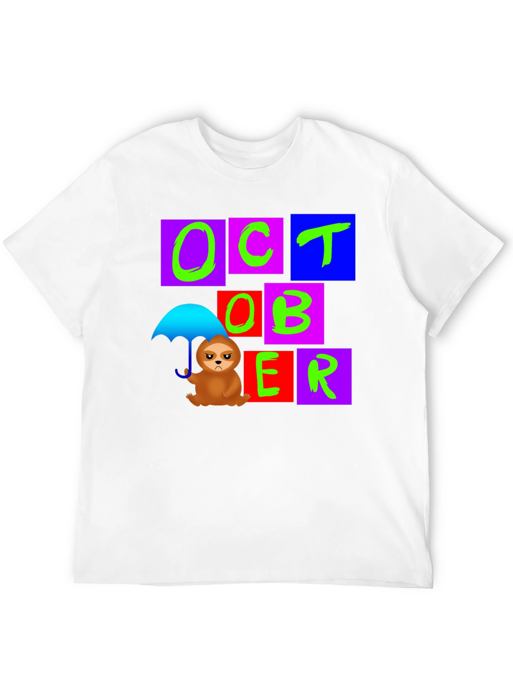 October Sloth Under Umbrella Graphic T-Shirt