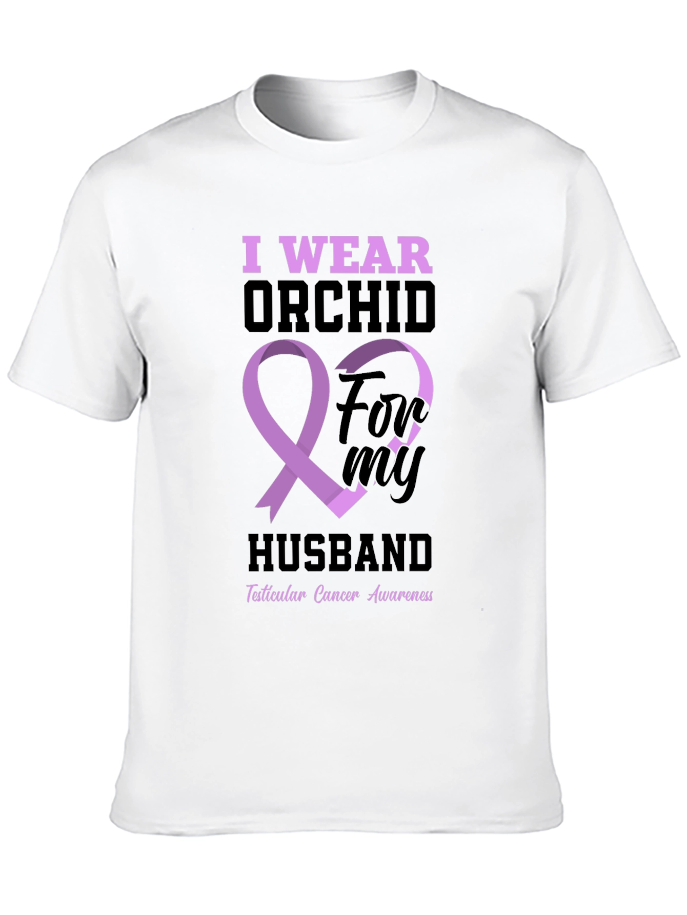 Orchid Ribbon Husband T-Shirt - Cancer Awareness