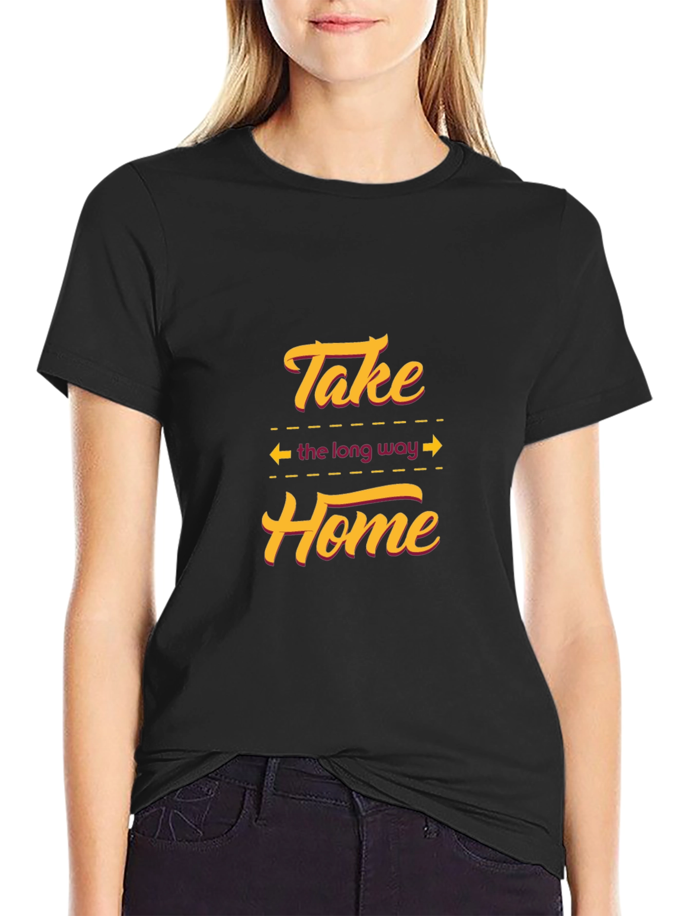 Take The Long Way Home Black Graphic T-Shirt