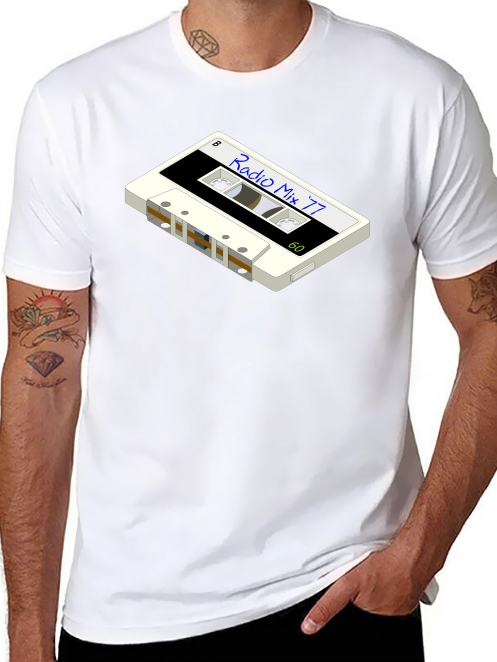 Retro Radio Mix 77 Cassette Graphic Tee - Black