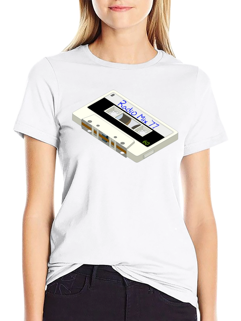 Retro Radio Mix 77 Cassette Graphic Tee - Black