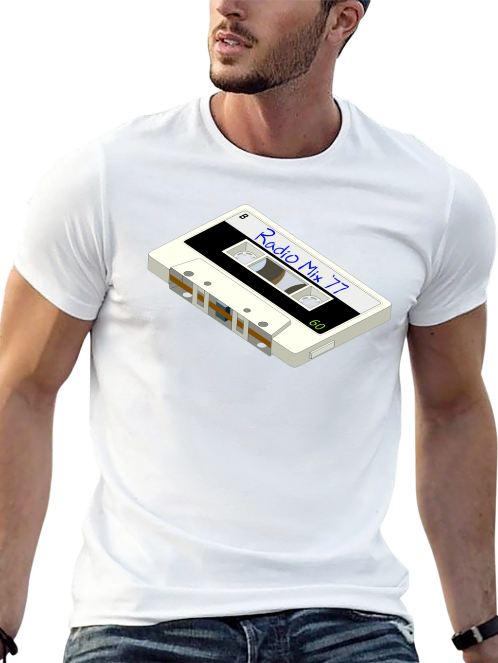 Retro Radio Mix 77 Cassette Graphic Tee - Black