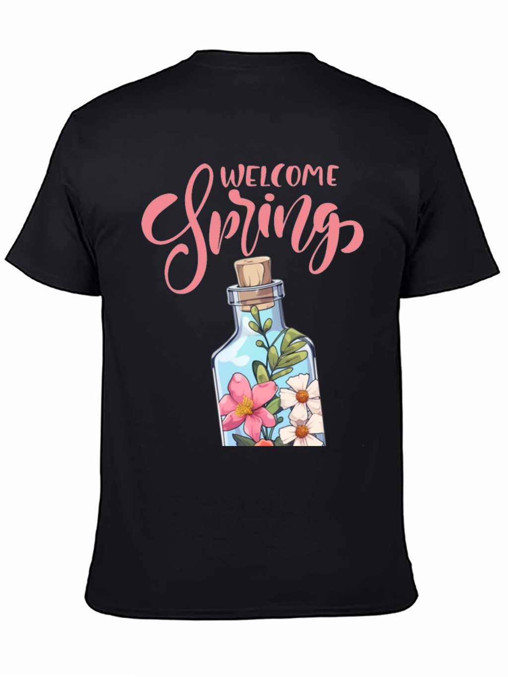 Welcome Spring Graphic Tee - Floral Bottle Design