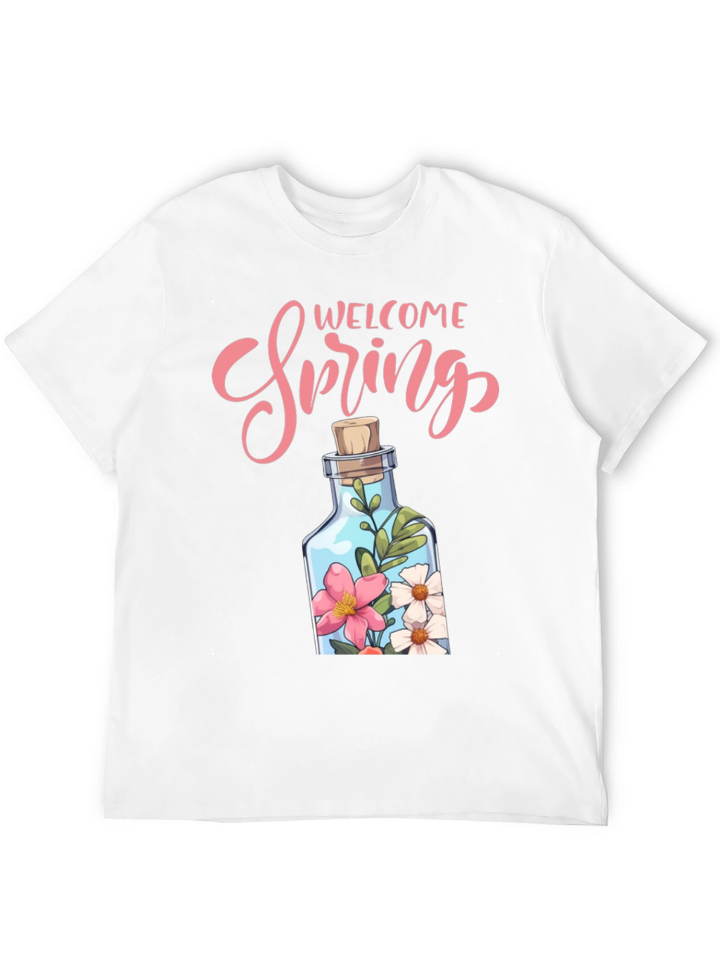 Welcome Spring Graphic Tee - Floral Bottle Design