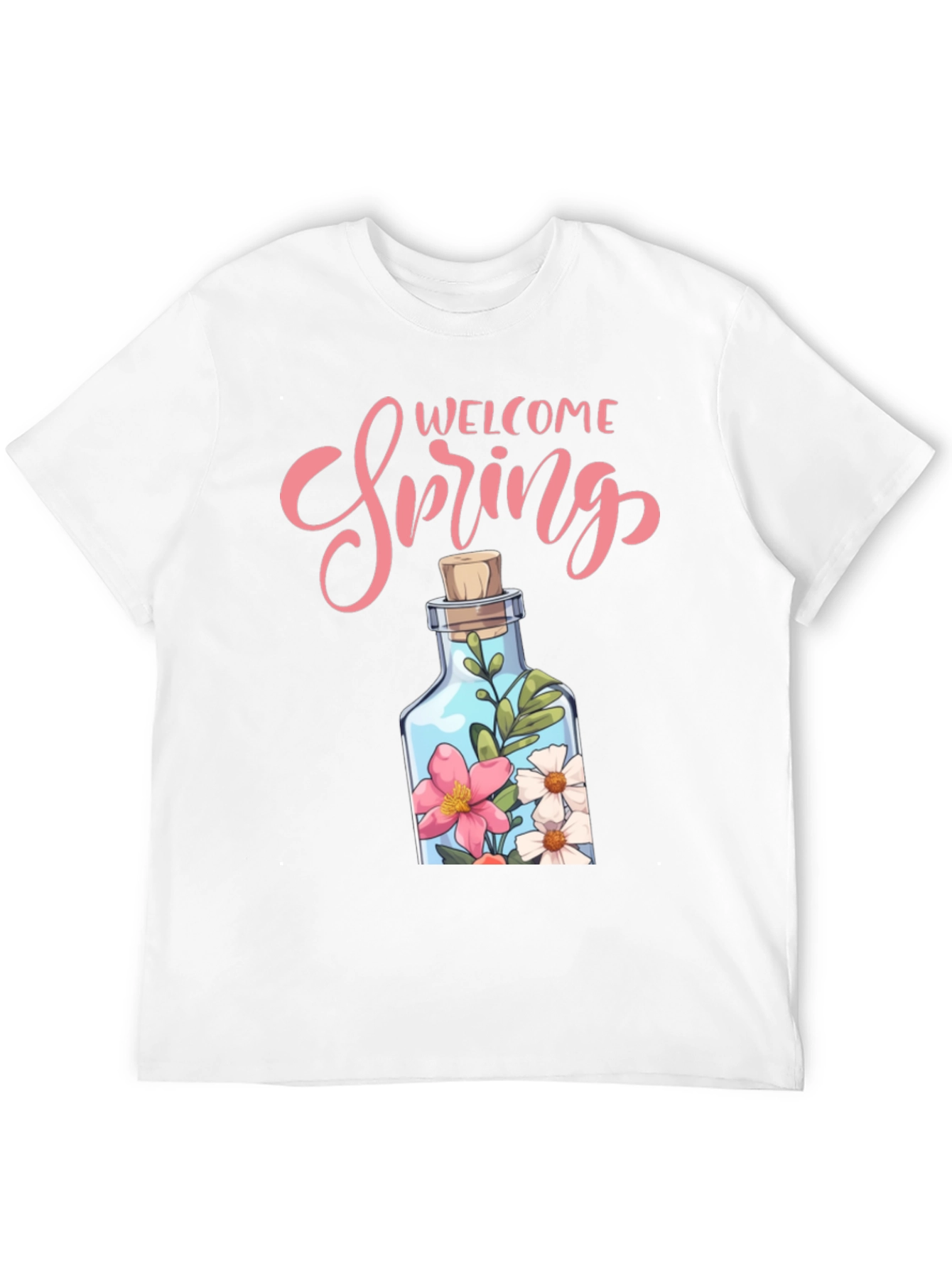 Welcome Spring Graphic Tee - Floral Bottle Design