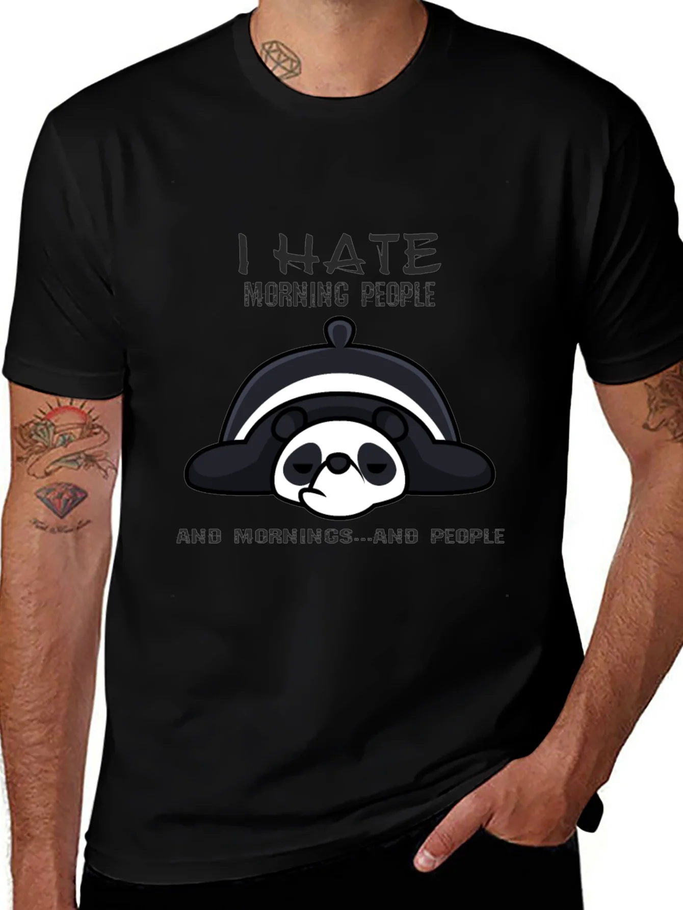 I Hate Morning People Panda Graphic Tee