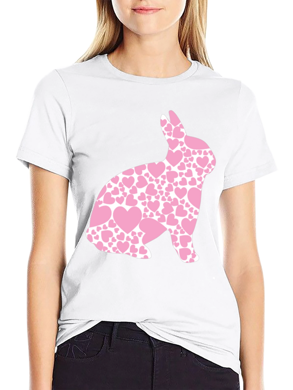 Mens Black Easter Bunny Heart T-Shirt