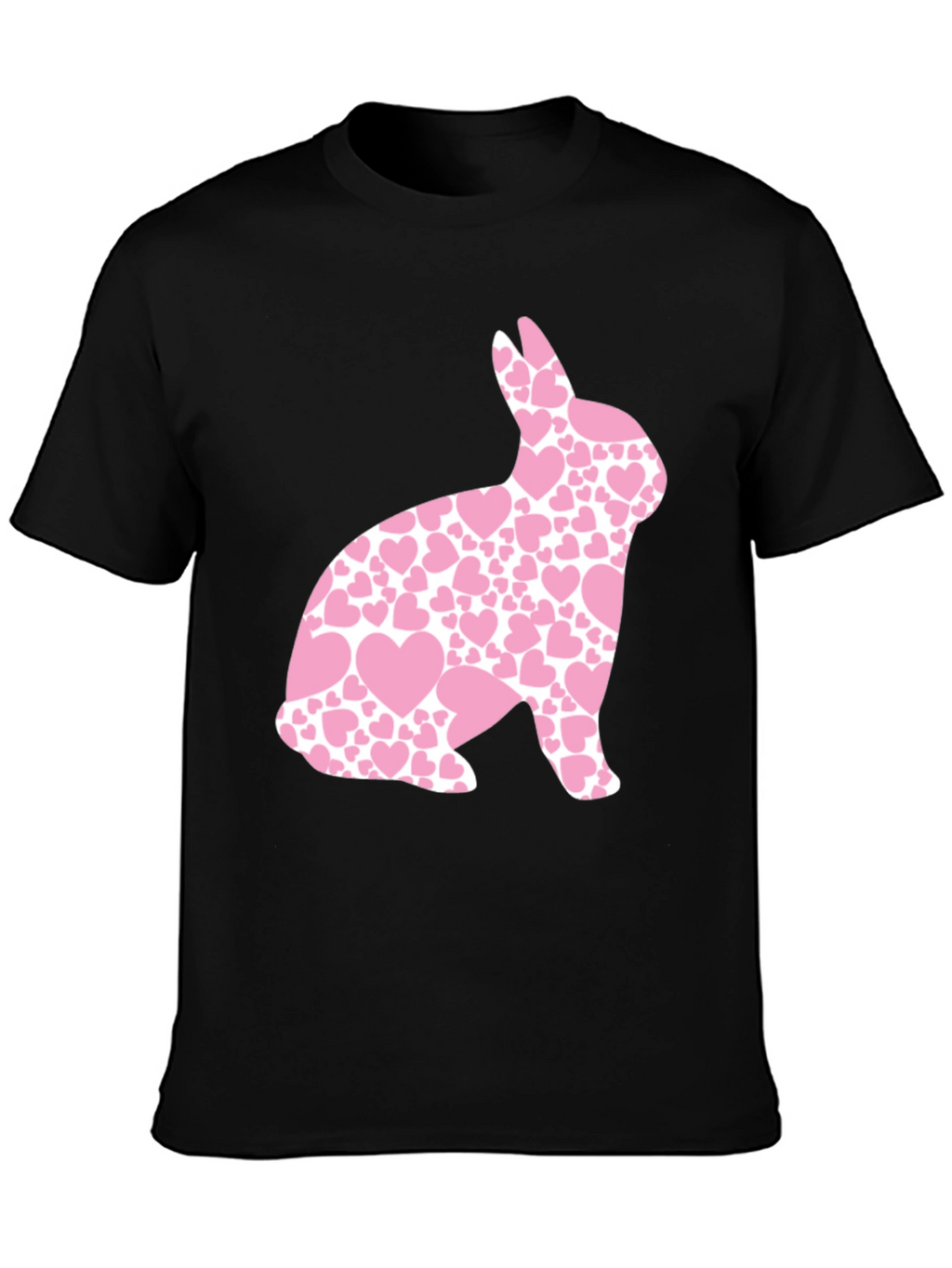 Mens Black Easter Bunny Heart T-Shirt