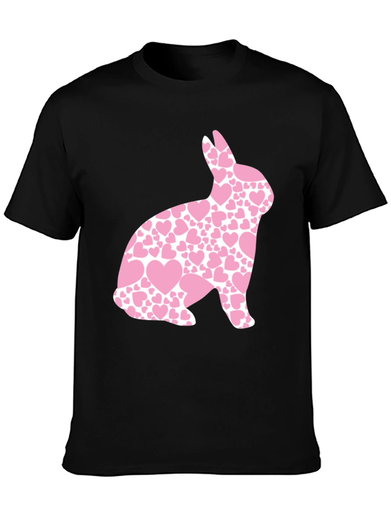 Mens Black Easter Bunny Heart T-Shirt