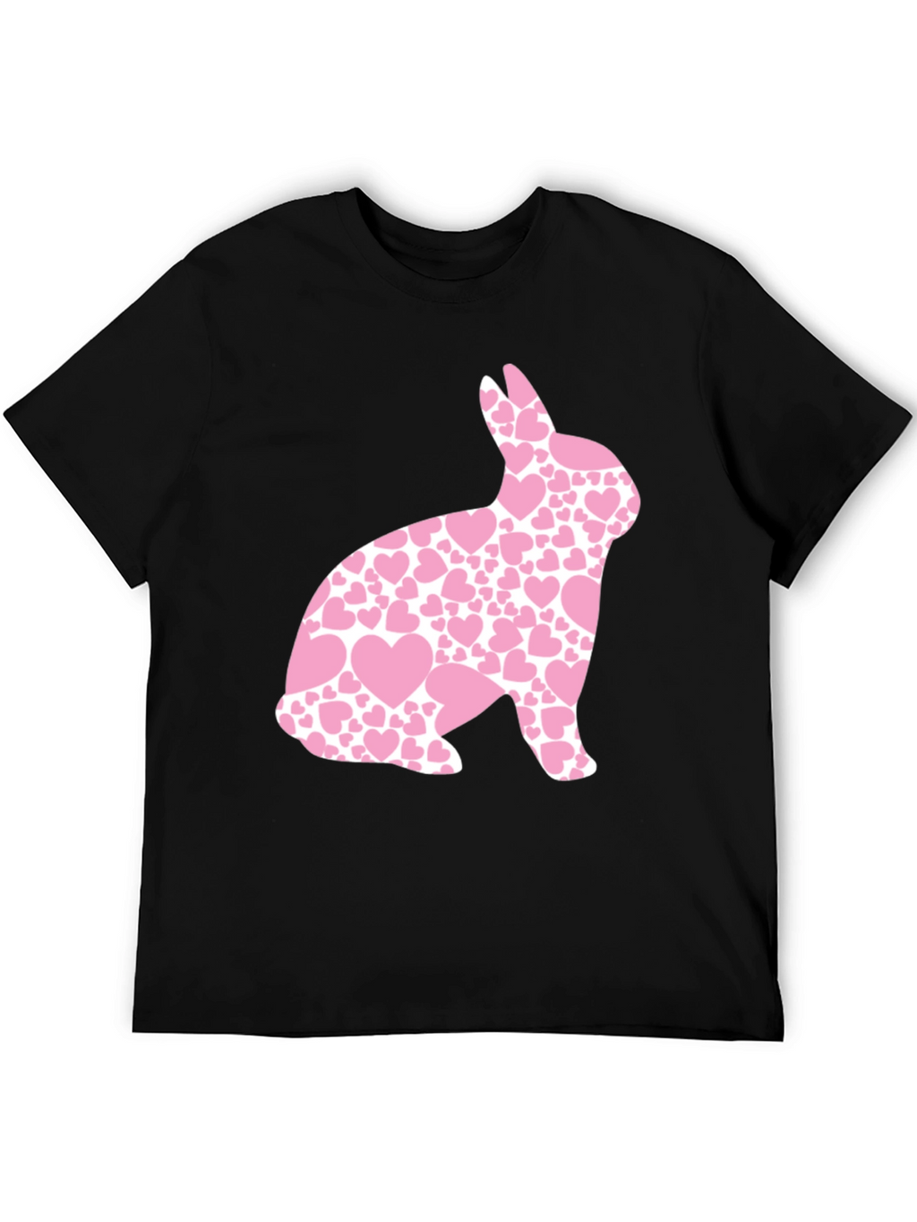 Mens Black Easter Bunny Heart T-Shirt