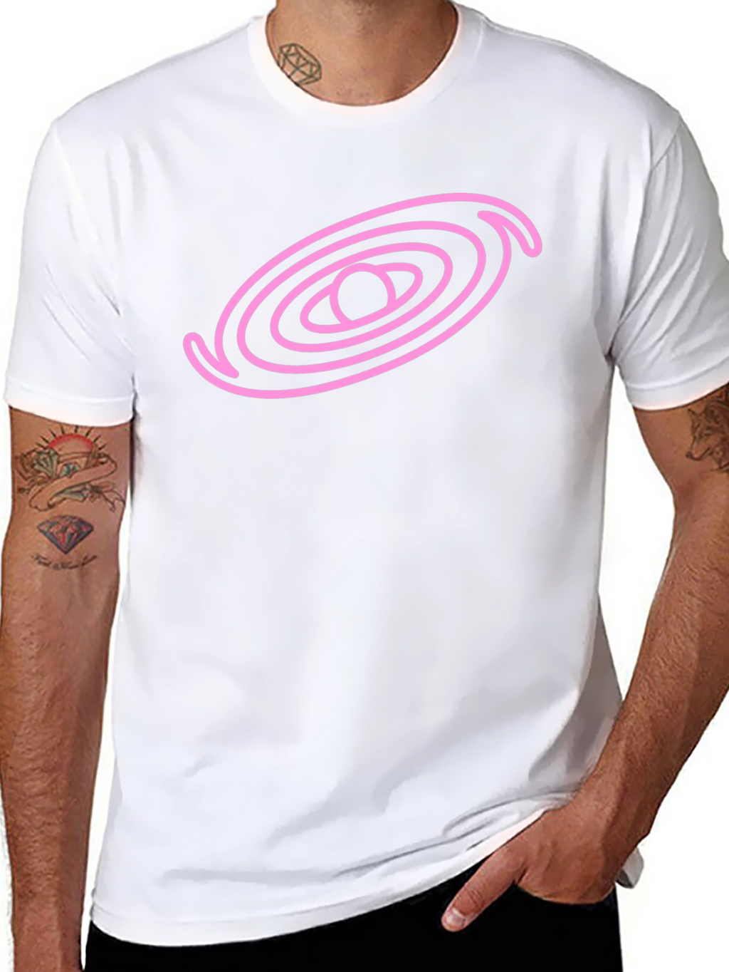 Cosmic Pink Galaxy Graphic Black T-Shirt