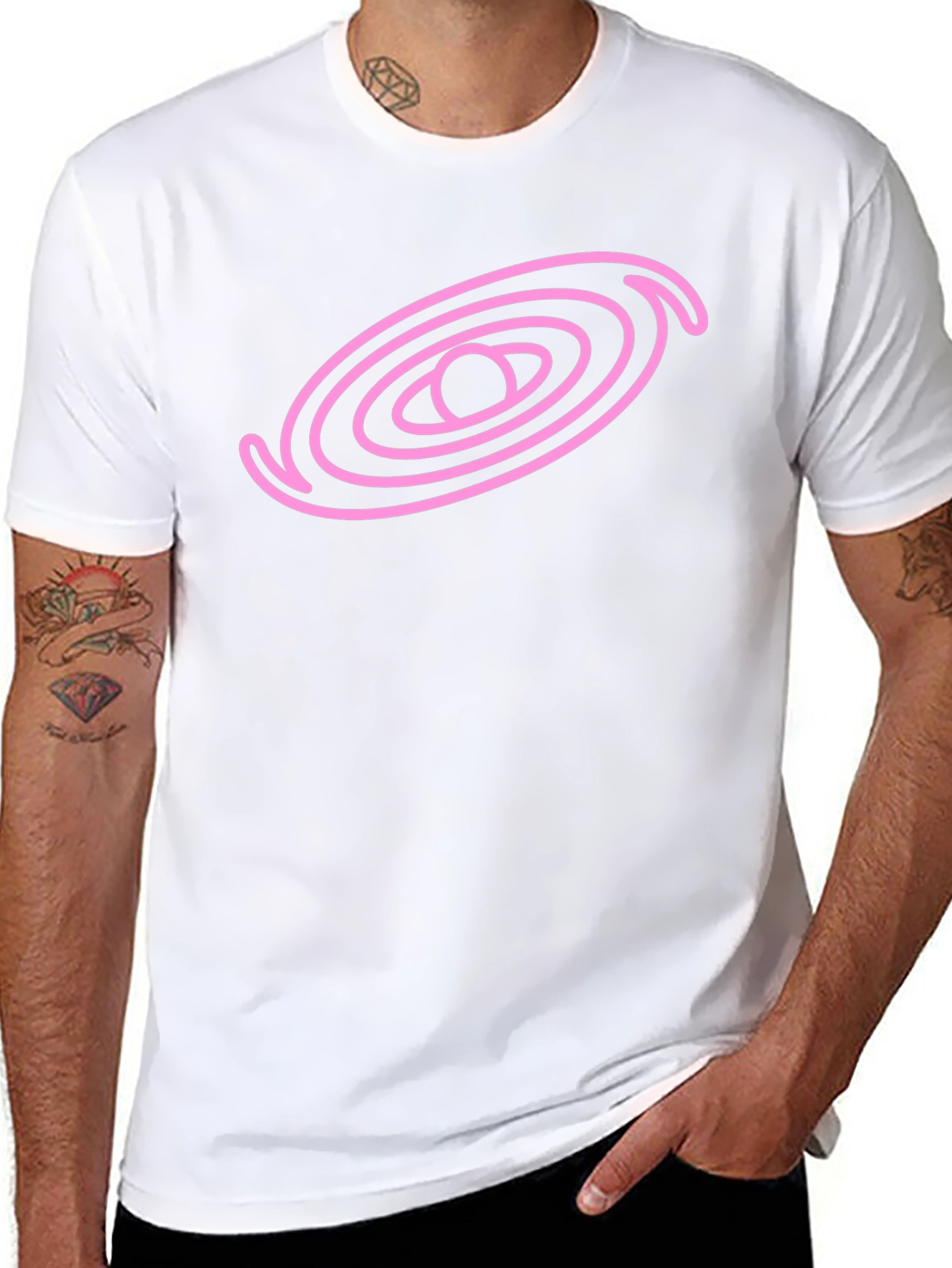 Cosmic Pink Galaxy Graphic Black T-Shirt