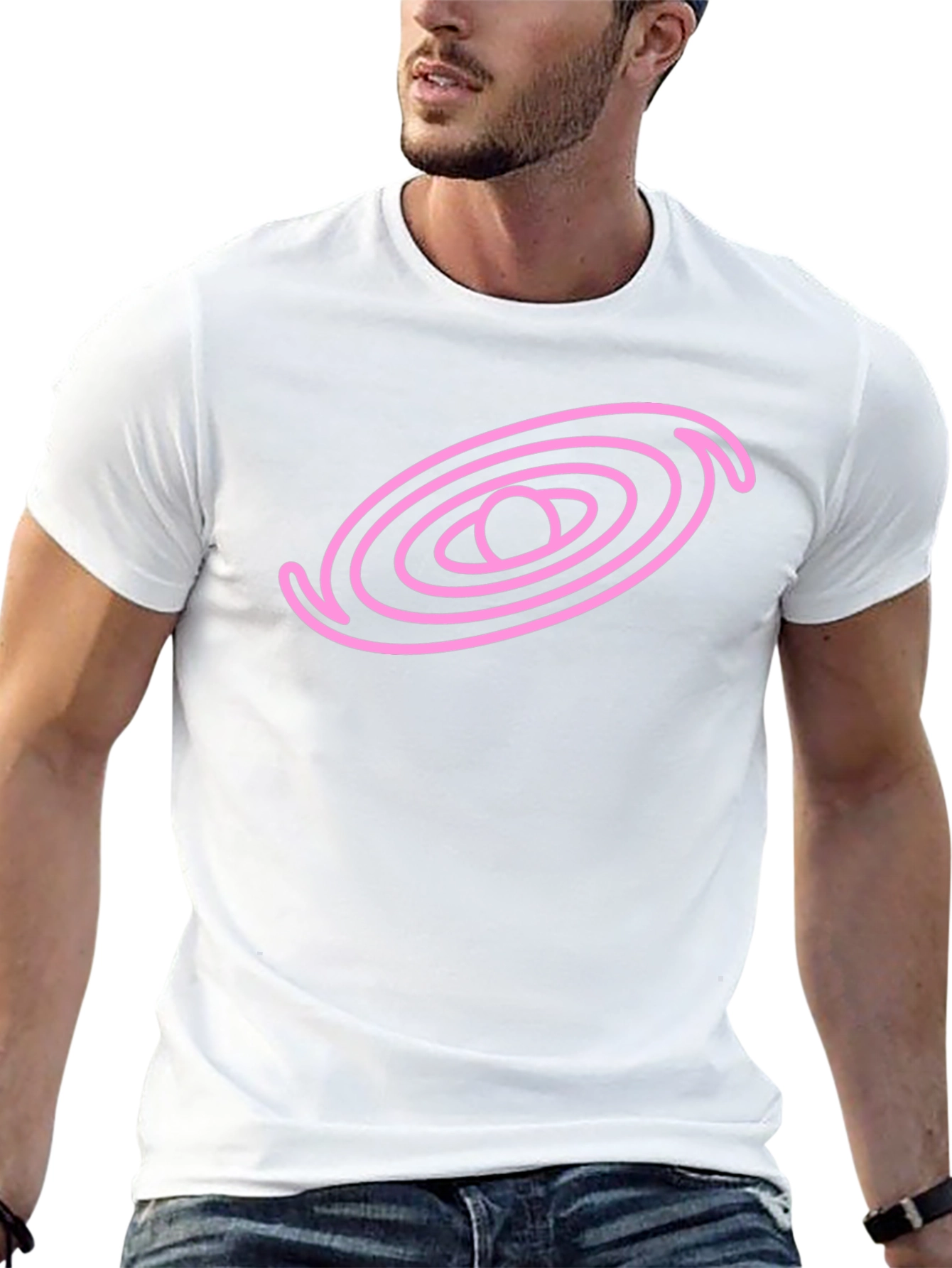 Cosmic Pink Galaxy Graphic Black T-Shirt