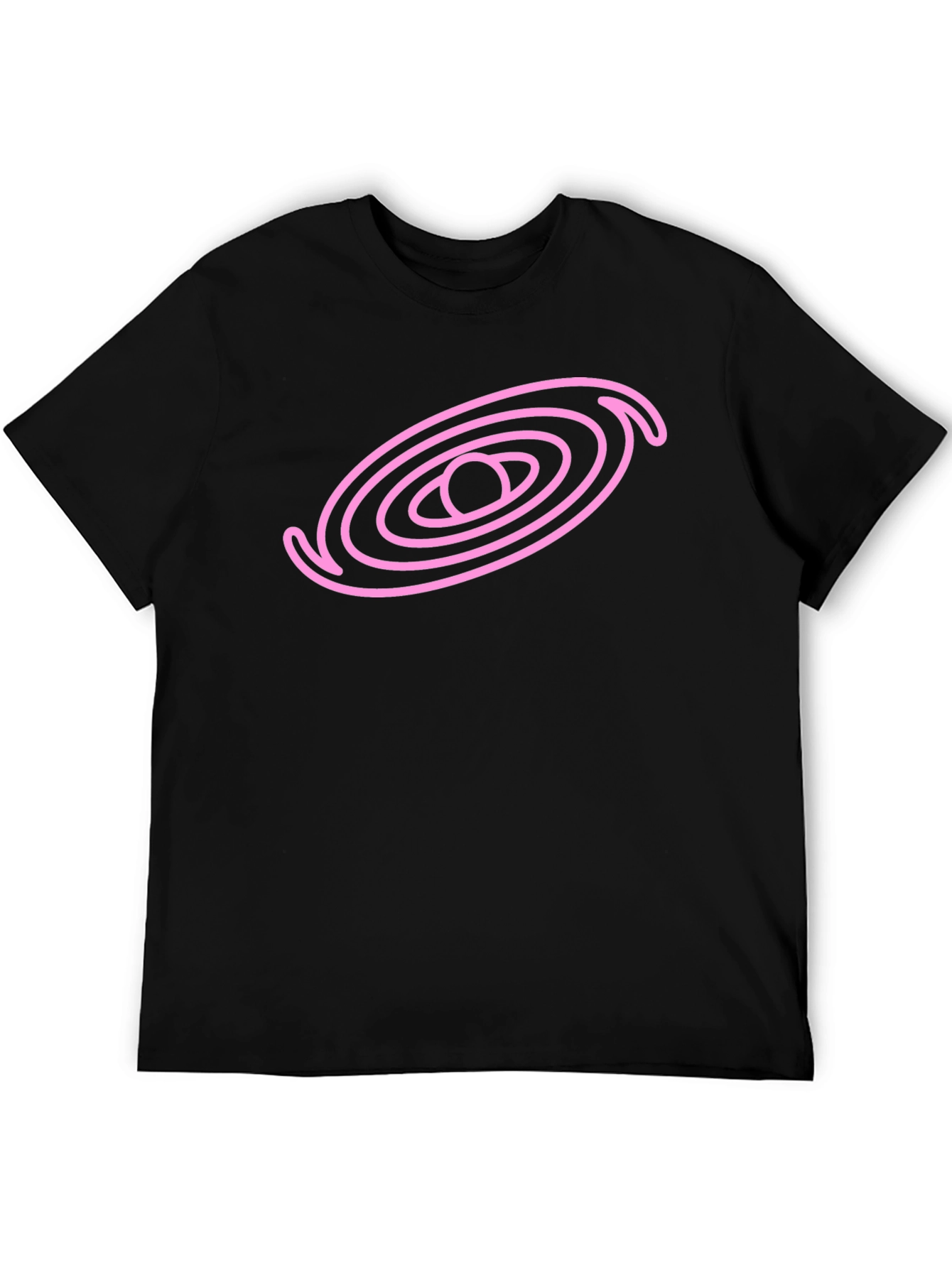 Cosmic Pink Galaxy Graphic Black T-Shirt