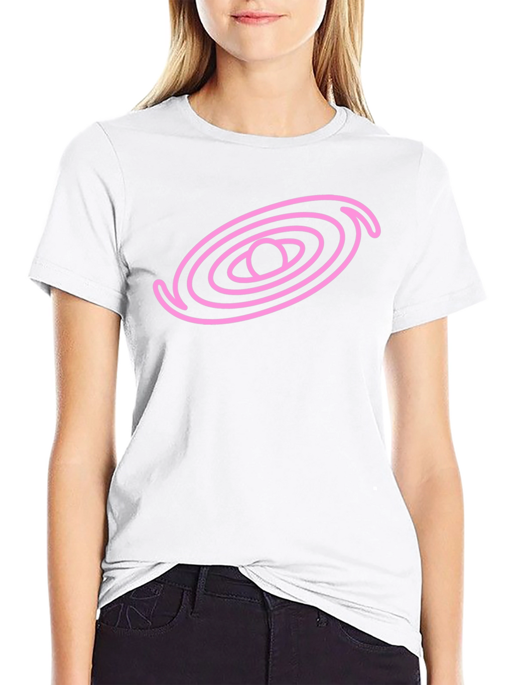 Cosmic Pink Galaxy Graphic Black T-Shirt