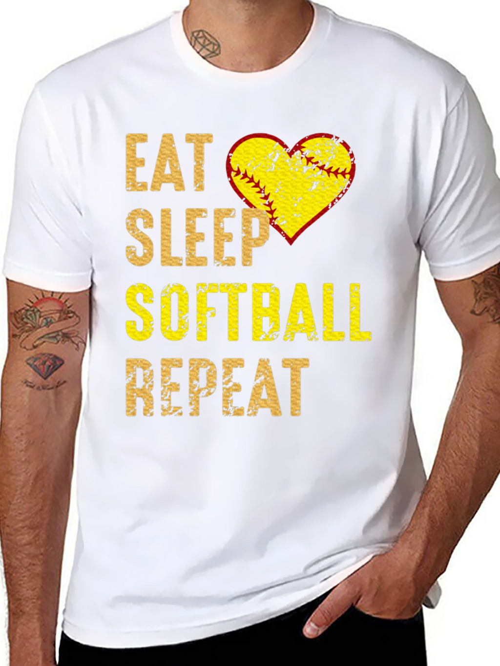 Eat Sleep Softball Repeat Graphic Tee
