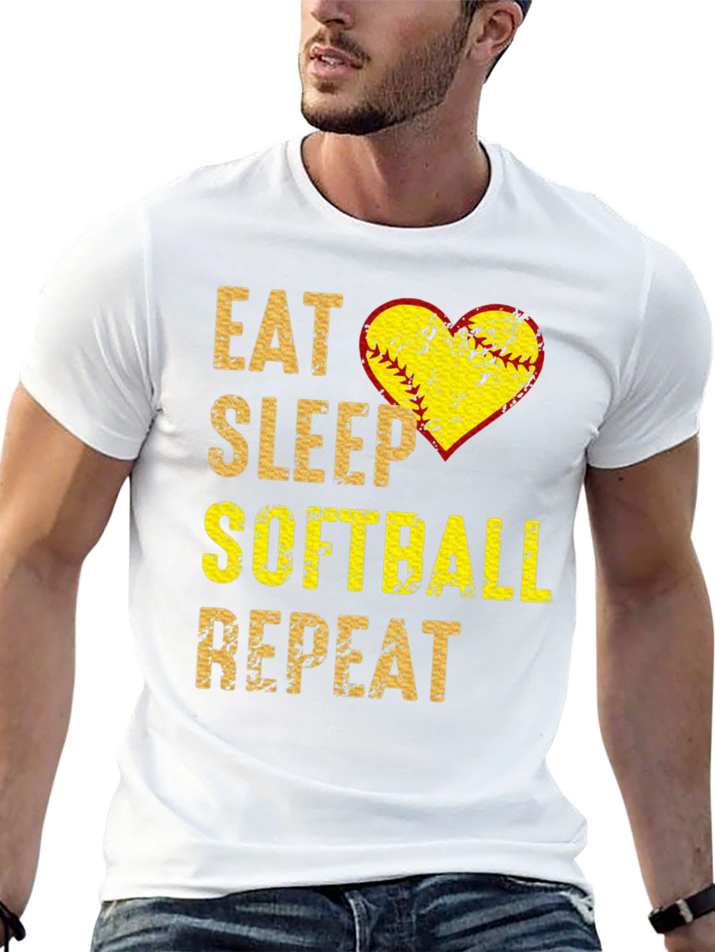Eat Sleep Softball Repeat Graphic Tee